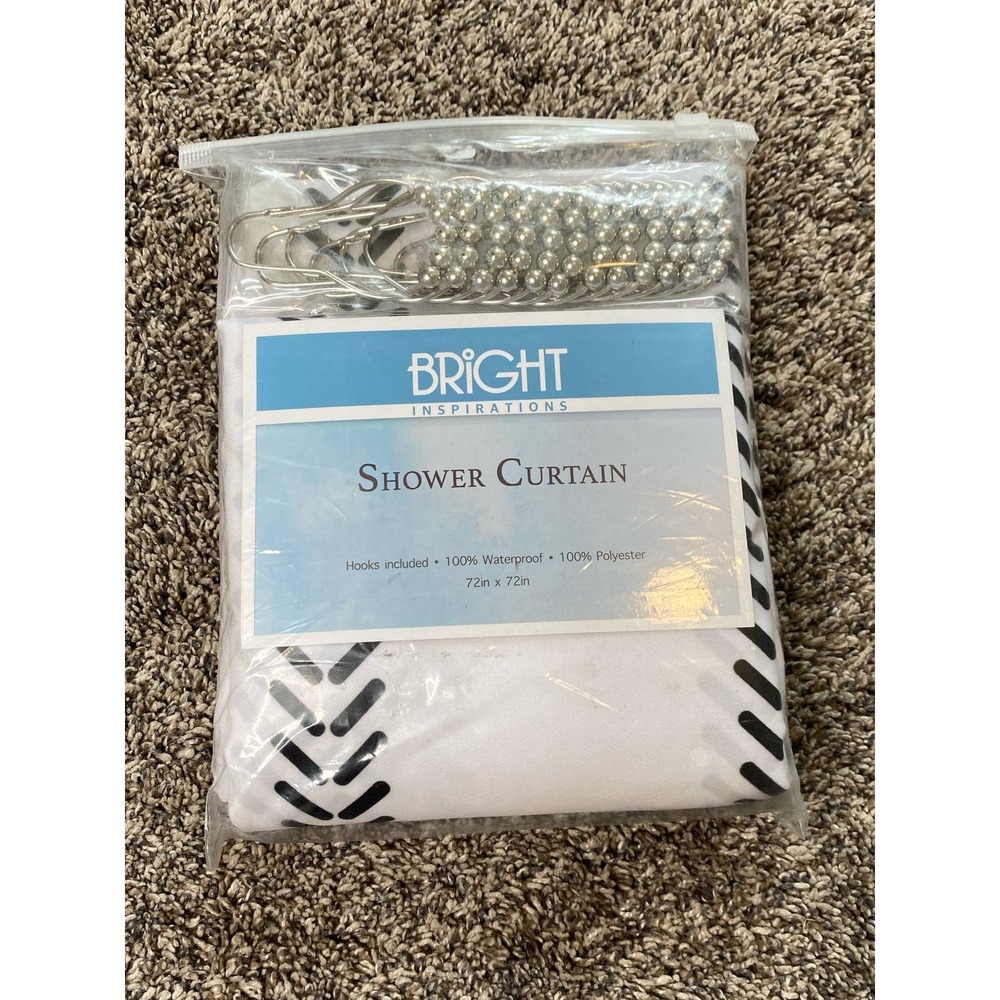 New Shower Curtain and Hooks Set